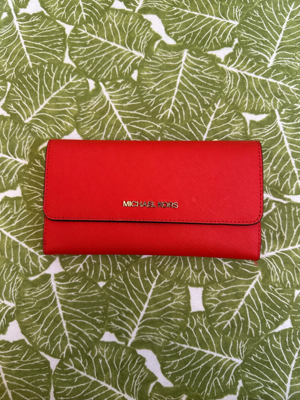 Michael Kors Orange Saffiano Leather Continental Wallet